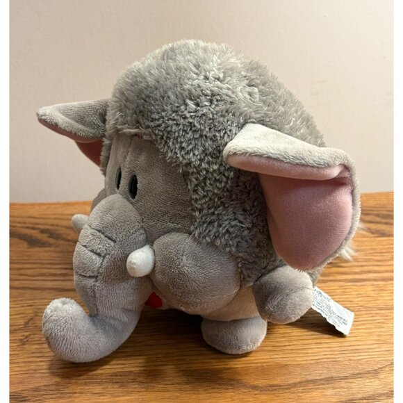 Russ Plush Elephant Round Ball 9" Gray & Pink Soft Stuffed Animal Vintage - Picture 3 of 7